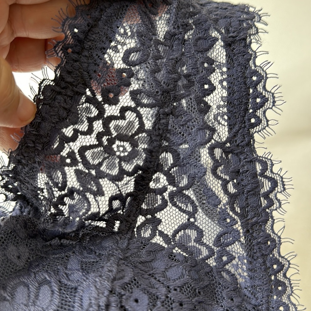 Aerie Eyelash Lash Lace Padded Bralette Navy Blue XL - Picture 6 of 12